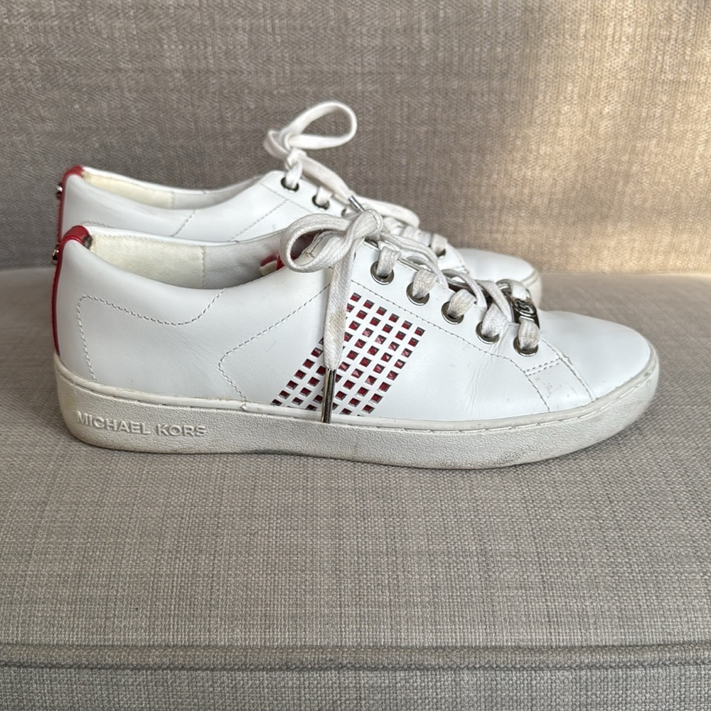 MICHAEL Michael Kors White and Red Sneakers